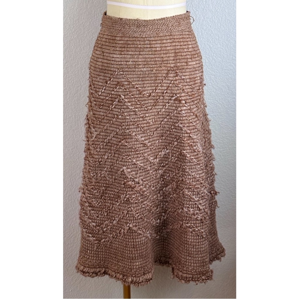 EMME Women’s Elegant Brown Textured A-Line Skirt, size Small